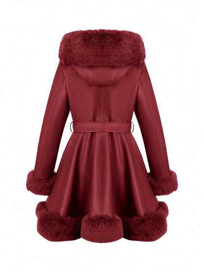 Victoria Vegan Leather Faux Fur Coat