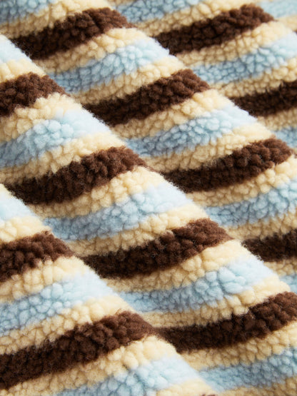 Striped Fleece Collar Jacket