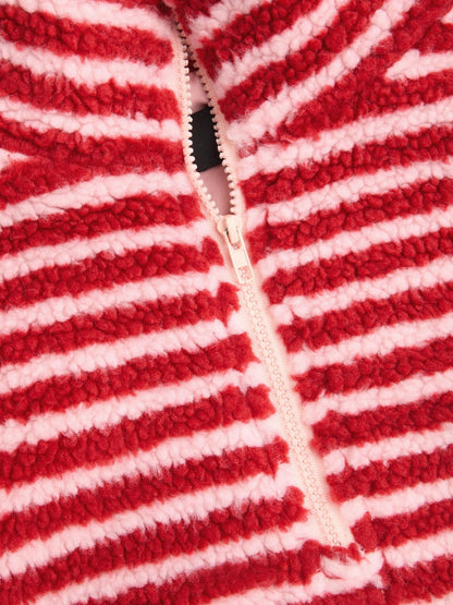Striped Fleece Collar Jacket