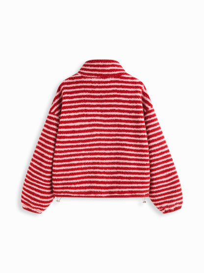 Striped Fleece Collar Jacket