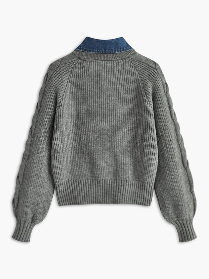 Lorie Denim Lapel Sweater