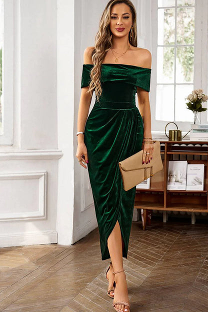Camilla Velvet Off-Shoulder Dress
