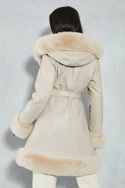 Victoria Vegan Leather Faux Fur Coat