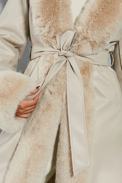 Victoria Vegan Leather Faux Fur Coat